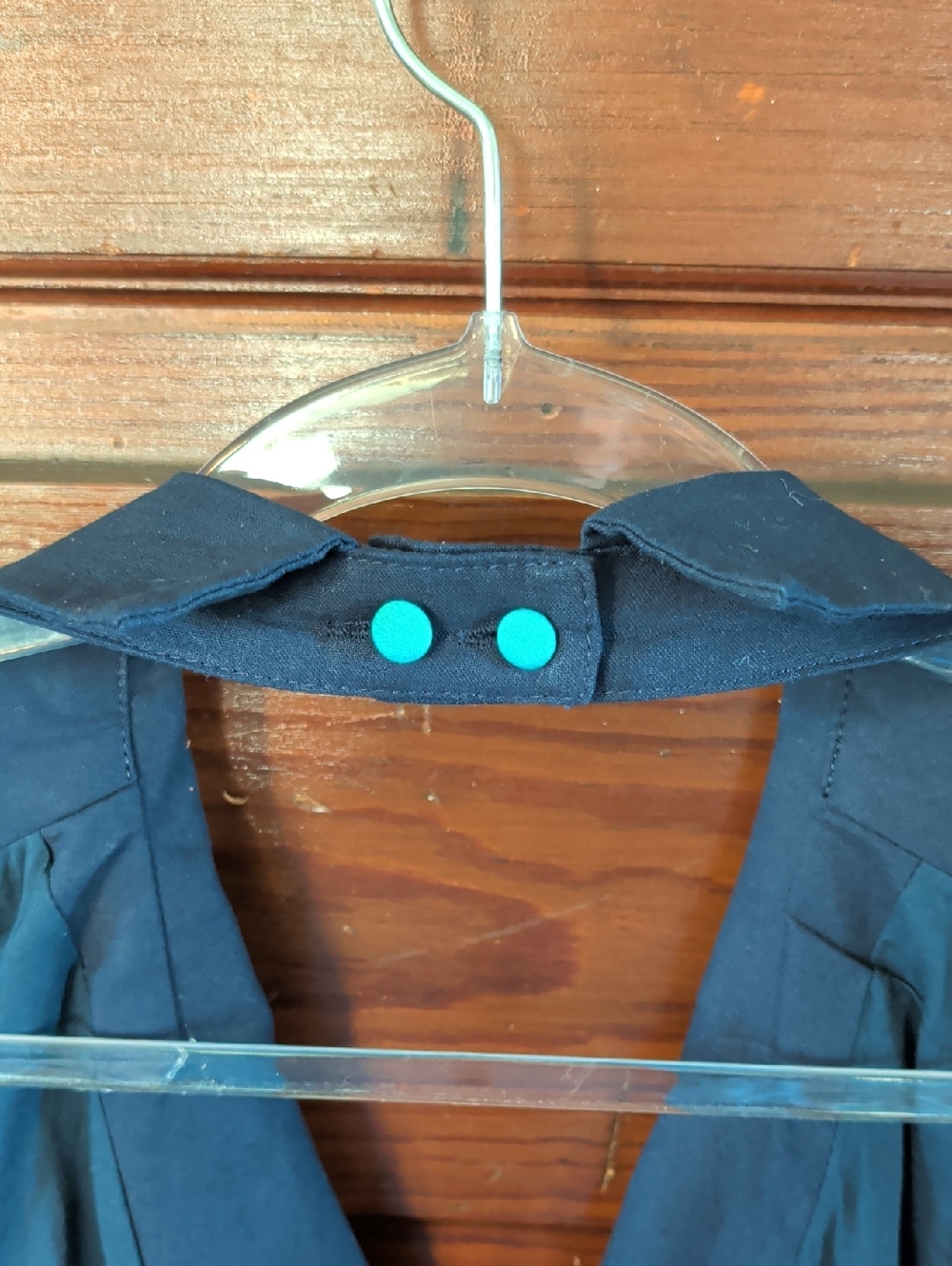 Retro Housewife Navy Swing halter Dress with Teal Buttons and Pockets XL - Picture 5 of 11